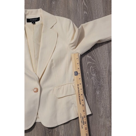 Signature By Larry Levine Women’s Cream One Button Blazer Jacket Size 8 - Picture 4 of 10